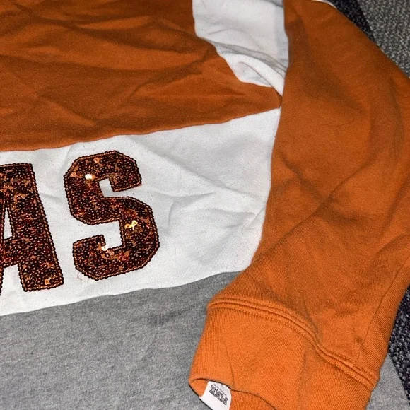 PINK Victoria's Secret Orange and Gray Texas Sweatshirt - Picture 3 of 5